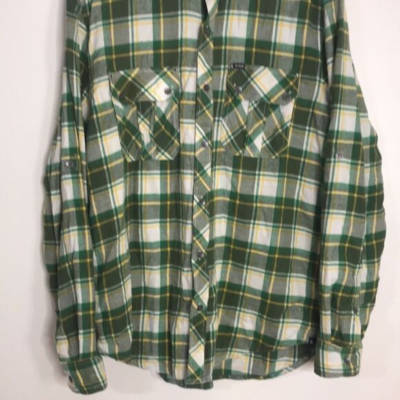 Hurley mens button down long sleeve plaid flannel size large surfer Y2K retro - Picture 3 of 10